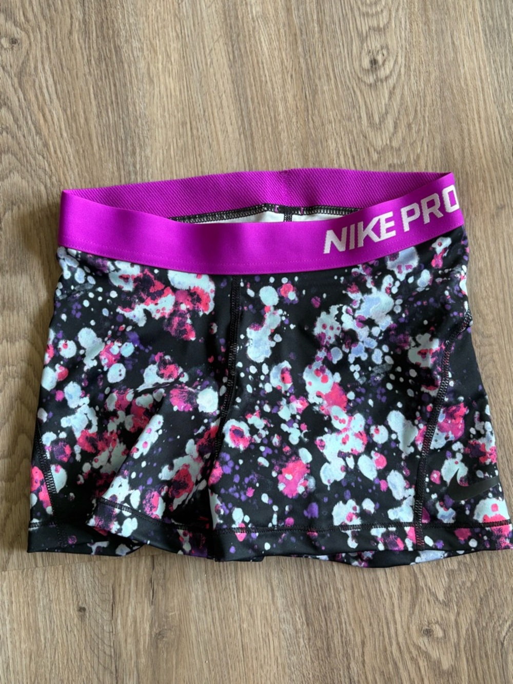 Nike Black Athletic Skort with Pink Splash Print